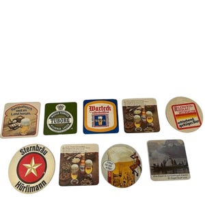 Posavasos de cartón vintage para cerveza alemana, publicidad, lote de 9, surtidos