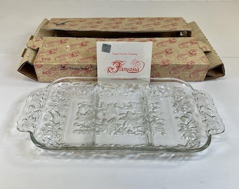 Fantasia Princess House Exclusive 3 Section Crystal Serving Dish Original Box534