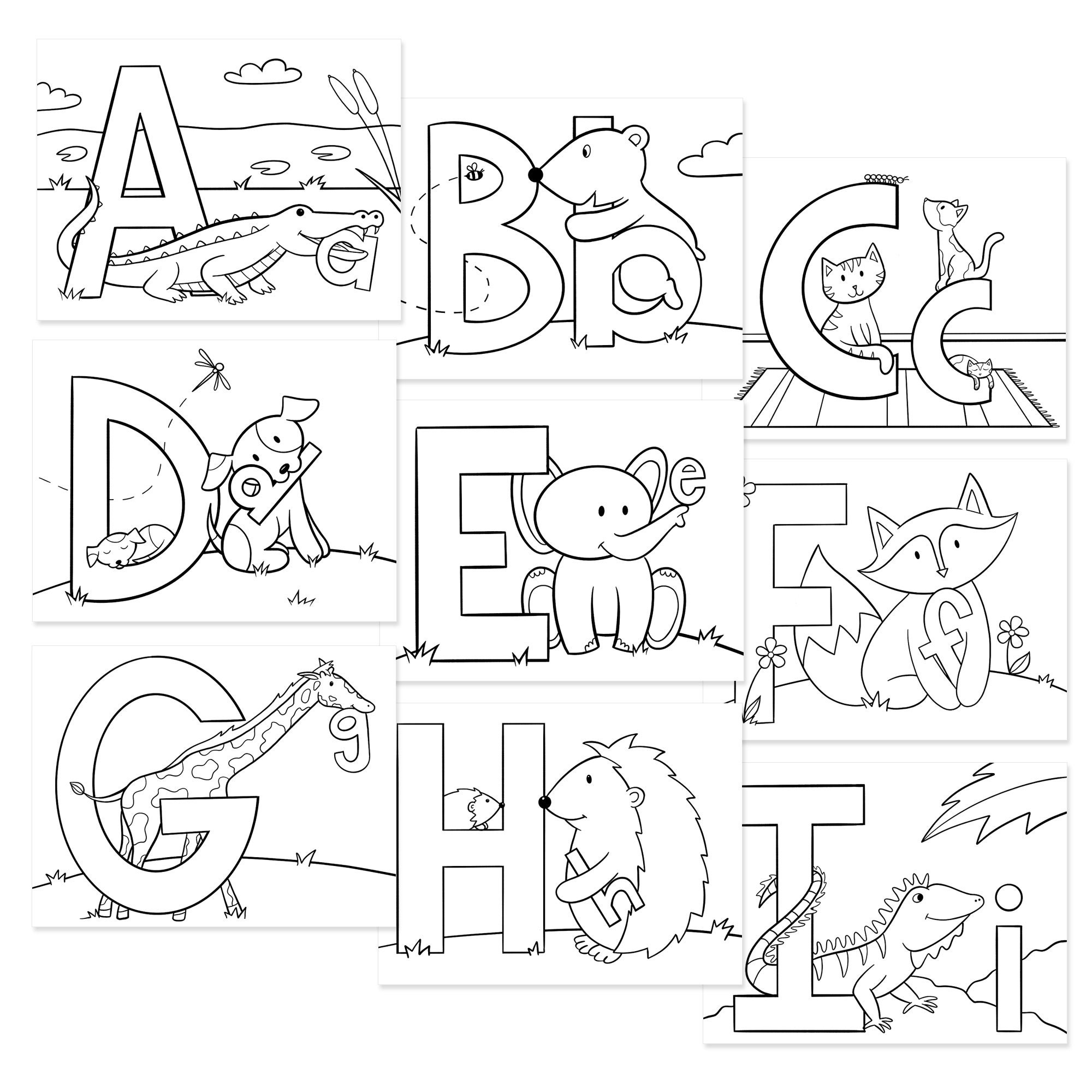 Animal Alphabet Coloring Pages Printable Instant Download | Etsy Canada