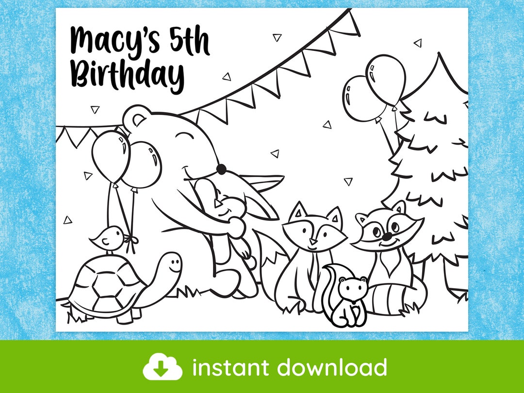 Birthday Coloring Page Printable Custom Birthday Party - Etsy