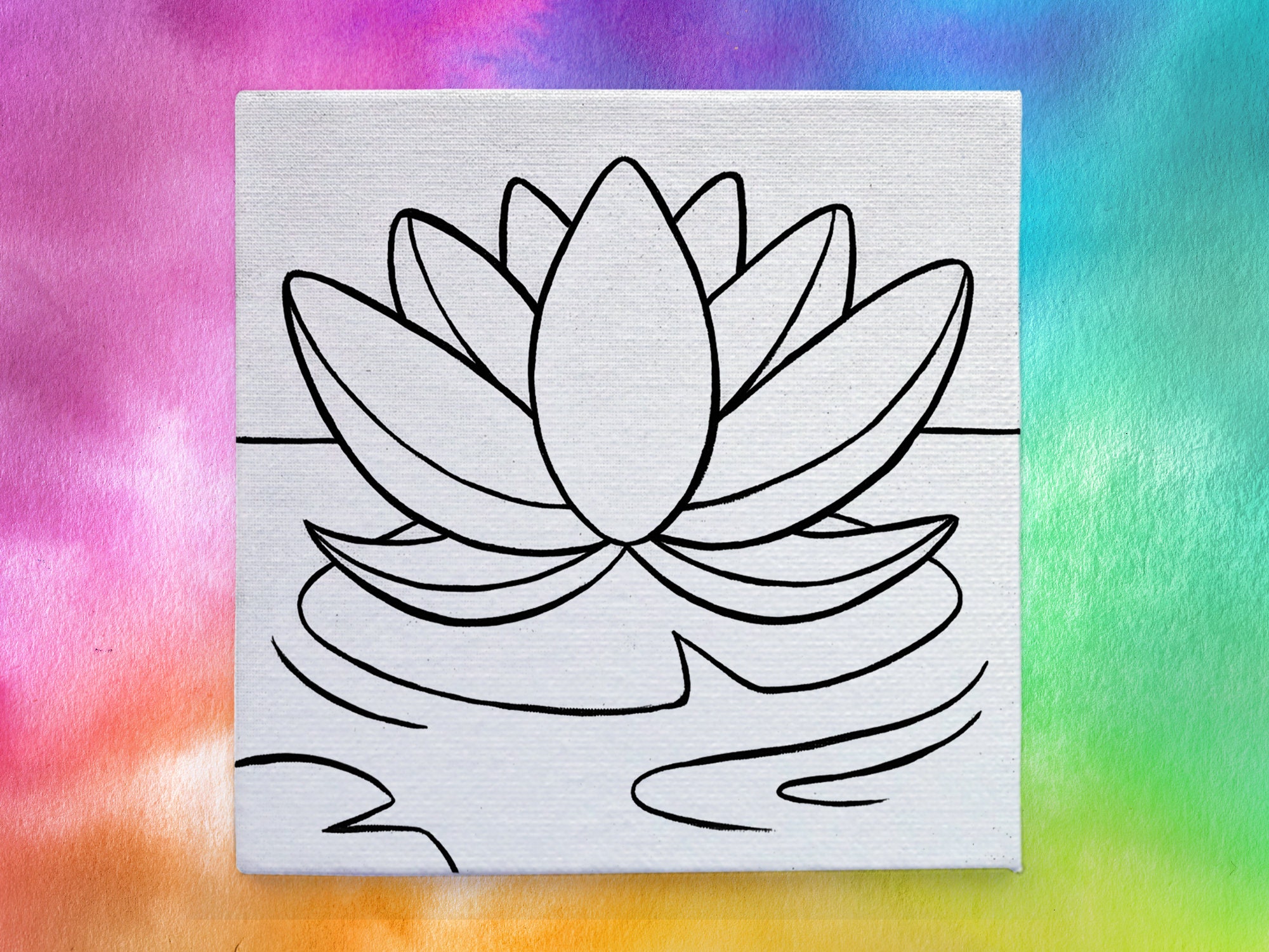 Predrawn Canvas Outlined Sketch for Painting, DIY Paint Sip Party Kit,  Ready to Paint Lotus Flower Mandala Presketched Canvas Art for Adults 