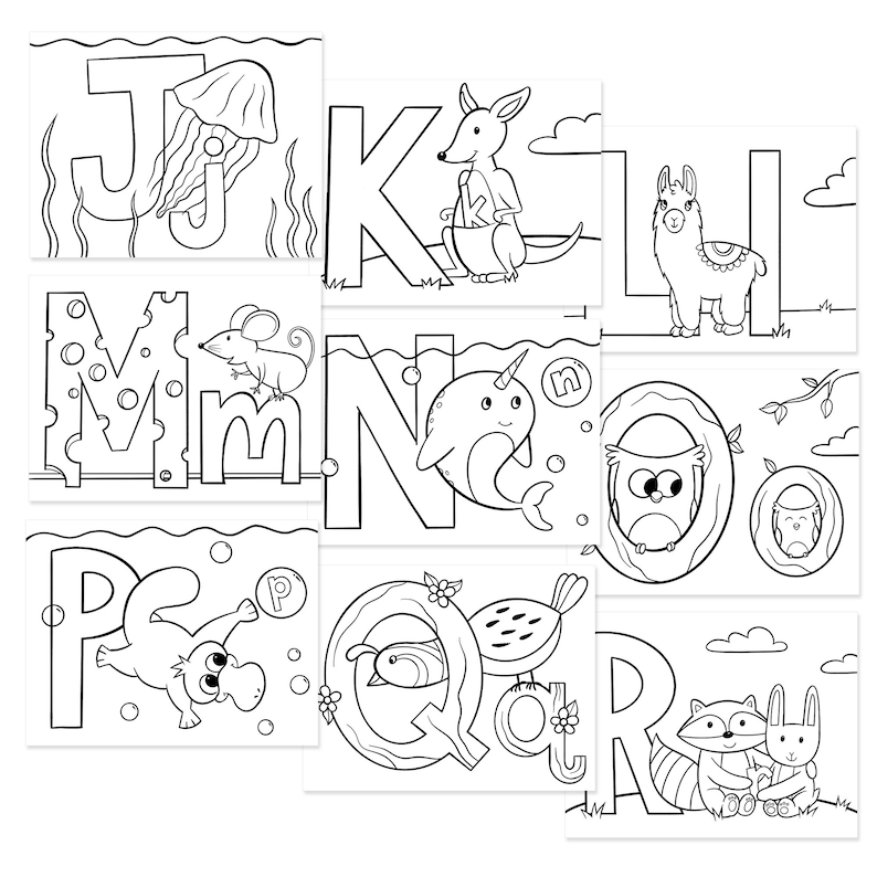 Animal Alphabet Coloring Pages Printable Instant Download Etsy
