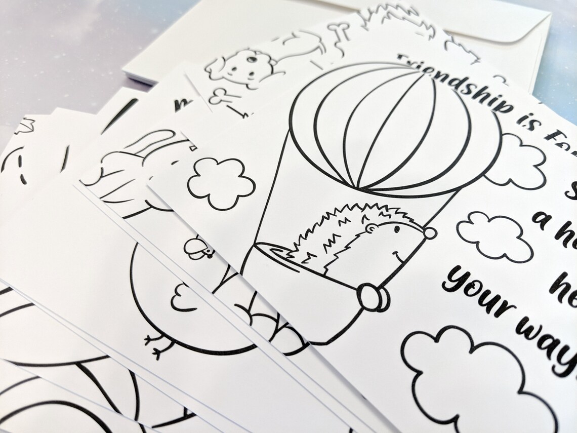 PRINTABLE Color Your Own Postcards Set of 10 Cards to Color Etsy