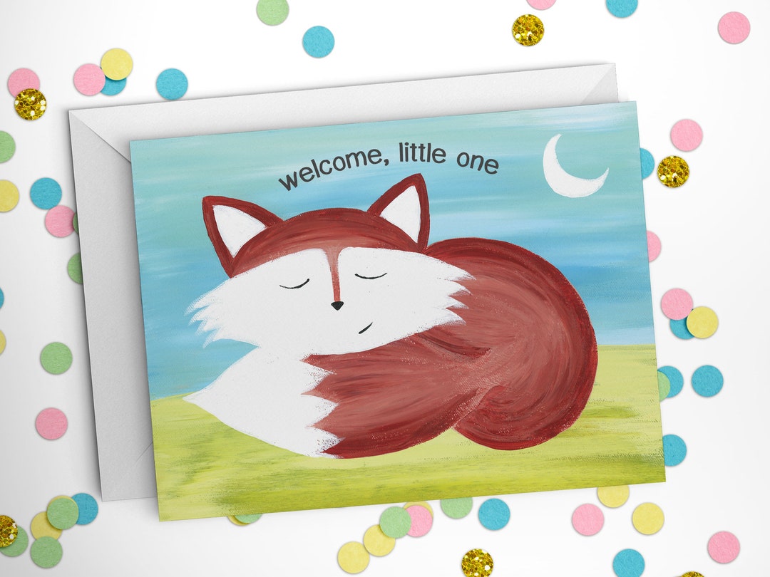 Fox New Baby Card Baby Shower Greeting Card Woodland Shower - Etsy