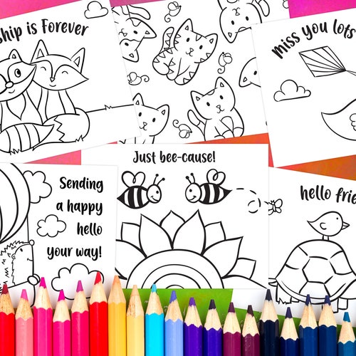 PRINTABLE Color Your Own Postcards Set of 10 Cards to Color - Etsy