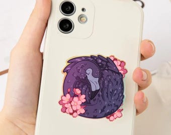 Jerry the Black Flamingo Arcadia Rainbow Acrylic or Glitter Epoxy Phone Grips