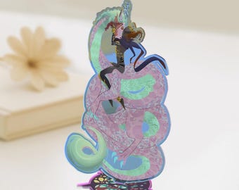 Jayvik Fantasy Dragon Rider Acrylic Standee – Rainbow Holographic Finish