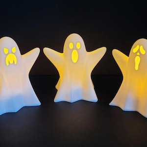 Halloween 3D Printed Ghost Tealight Holder – Glows with Ghoulish Charm - Halloween Decoration