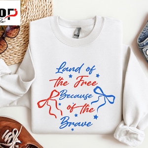 Land of the Free Because of the Brave Svg Png Coquette Memorial Day Svg Png America svg Png Patriotic svg Independence Day Png Sublimation