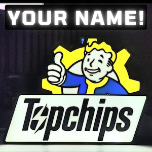 Personalized Fallout Vault Boy LED Lightbox with Name – USB Gamer Room Decor or Gift – Pip-Boy Style