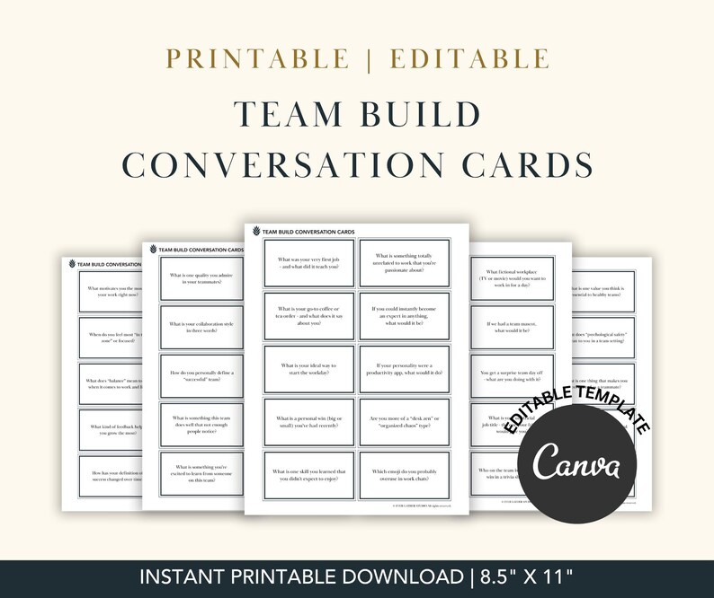 Build Conversation Team Build Conversation Cards - Printable and Canva Template - Etsy