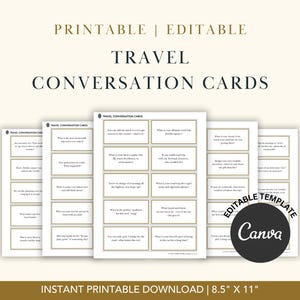 旅行会話カード - 印刷可能、Canvaテンプレート