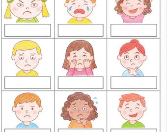 Emotionale Gesichtsanpassung, druckbares Spiel, Gefühlsarbeitsblatt für Kinder, SEL-Aktivität