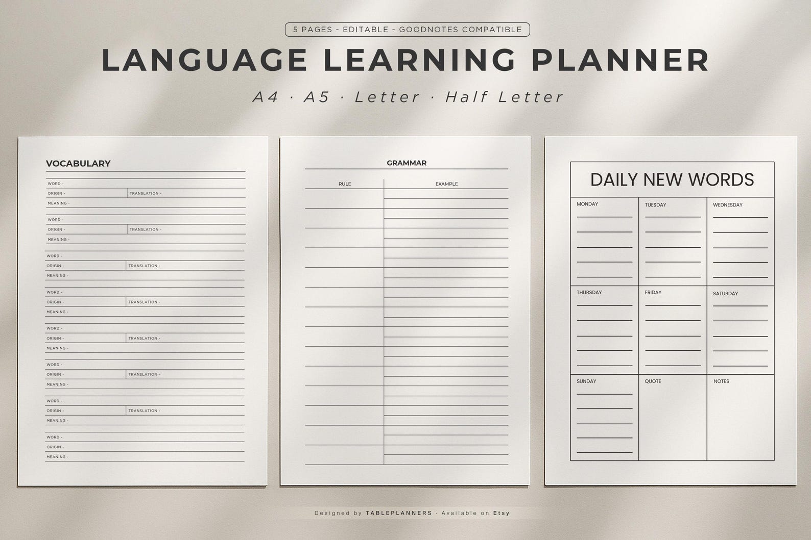 Pdf Template Language Learning Language Learning Planner Printable, Language Journal PDF, Grammar ...