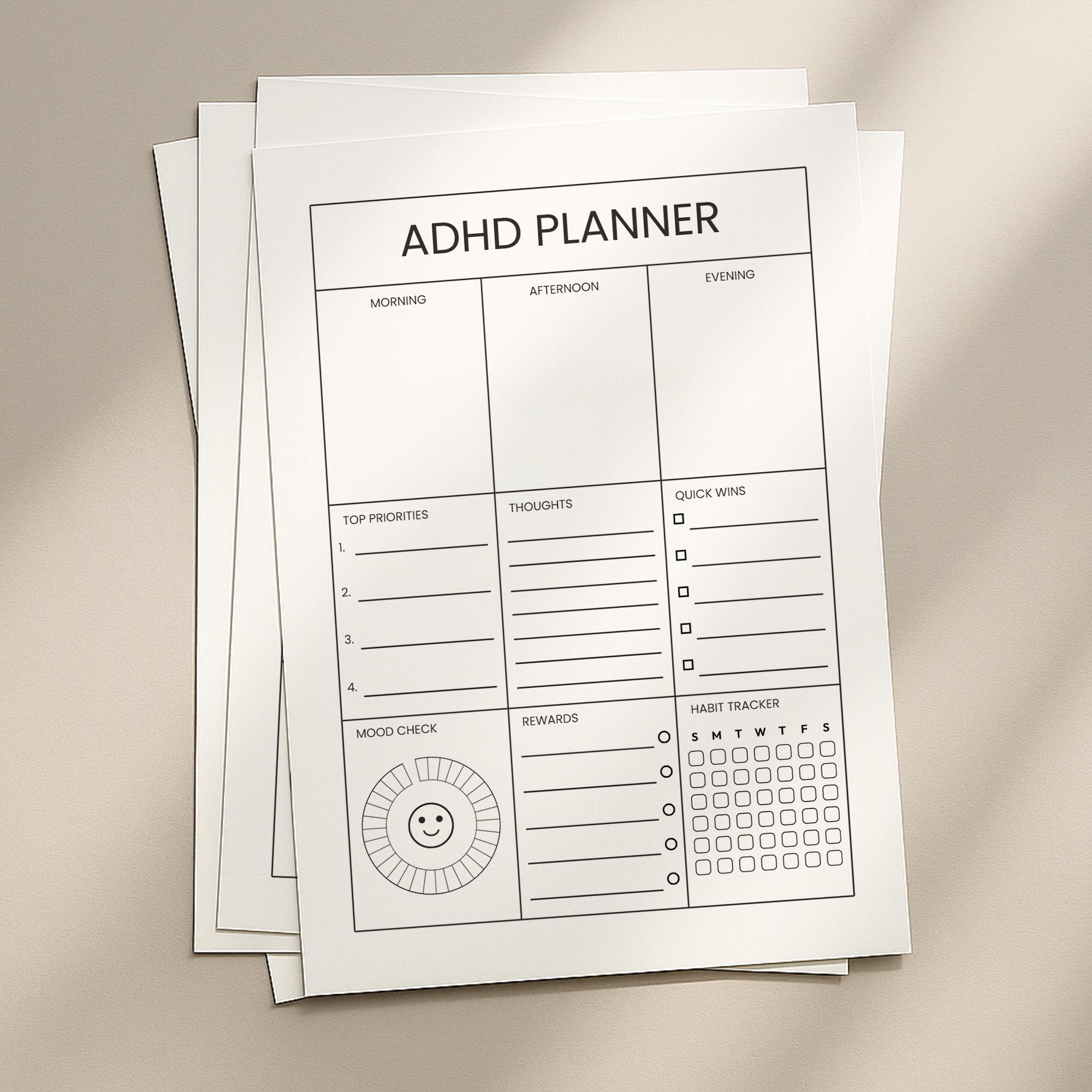 ADHD Planner PDF Printable – Daily Brain Dump, Fillable To-do List ...