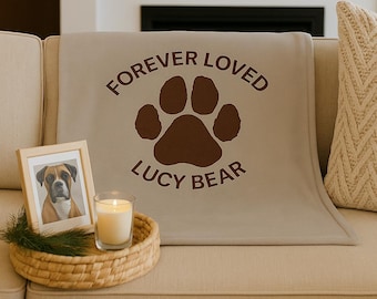 Custom Pet Memorial Blanket: Soft Minky Blanket, Paw Print