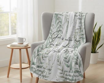 Velveteen Prayer Blanket Psalm 46:5 Christian Gift Faith Comfort Scripture Throw