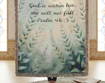Scripture Woven Comfort Blanket | Christian Encouragement Throw | Faith Based Gift for Women