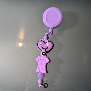 Nurse Badge Reel | Purple | Lavender | Scrubs | Heart | Retractable Badge Reel | ID Holder | Belt clip