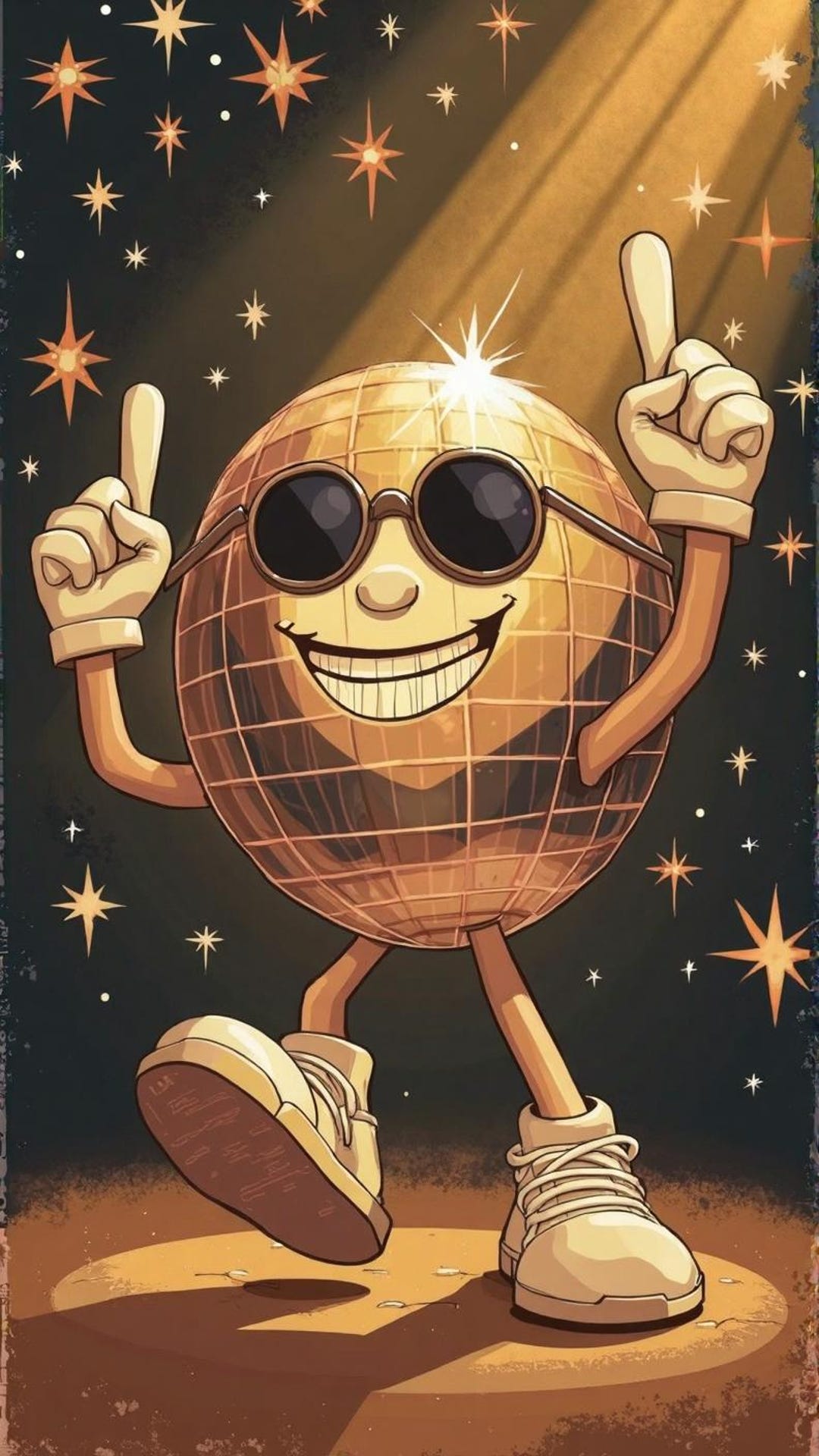 Dancing Disco Ball Clipart | Retro 70s Cartoon PNG | Cool Party