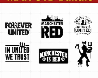 Pacchetto di clipart del Manchester United: Red Devils PNG, SVG, DXF (Download digitale)