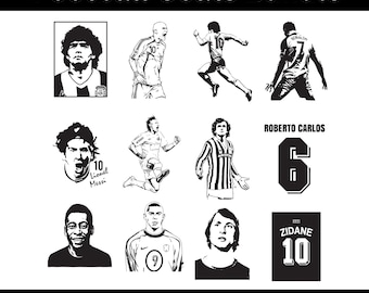 Pacchetto di clipart dei GOAT del calcio: Messi, Ronaldo, Pelé, Maradona PNG, SVG, DXF (Download digitale)
