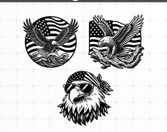 Pacchetto di file SVG con l'aquila degli Stati Uniti, clipart di aquila / sublimazione, file di taglio vinile per Cricut e Silhouette