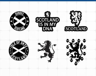 Pacchetto SVG Scozia, clipart PNG, file di taglio DXF per Cricut e Silhouette