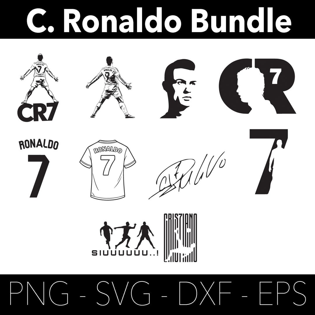 Cristiano Ronaldo Clipart Bundle: CR7 Football PNG, SVG, DXF (digital ...