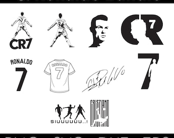 Pacchetto di clipart di Cristiano Ronaldo: CR7 Calcio PNG, SVG, DXF (Download digitale)