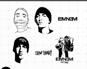 Pacchetto SVG di Eminem: file di taglio Cricut DXF, Silhouette PNG, download digitale immediato