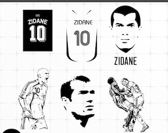 Pacchetto SVG di Zidane. File di taglio di Zinedine Zidane, compatibili con Cricut e Silhouette, formato PNG e DXF, download immediato.