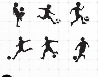 Pacchetto SVG di un ragazzo calciatore: file di taglio per Cricut, giocatore di calcio PNG, file digitale DXF