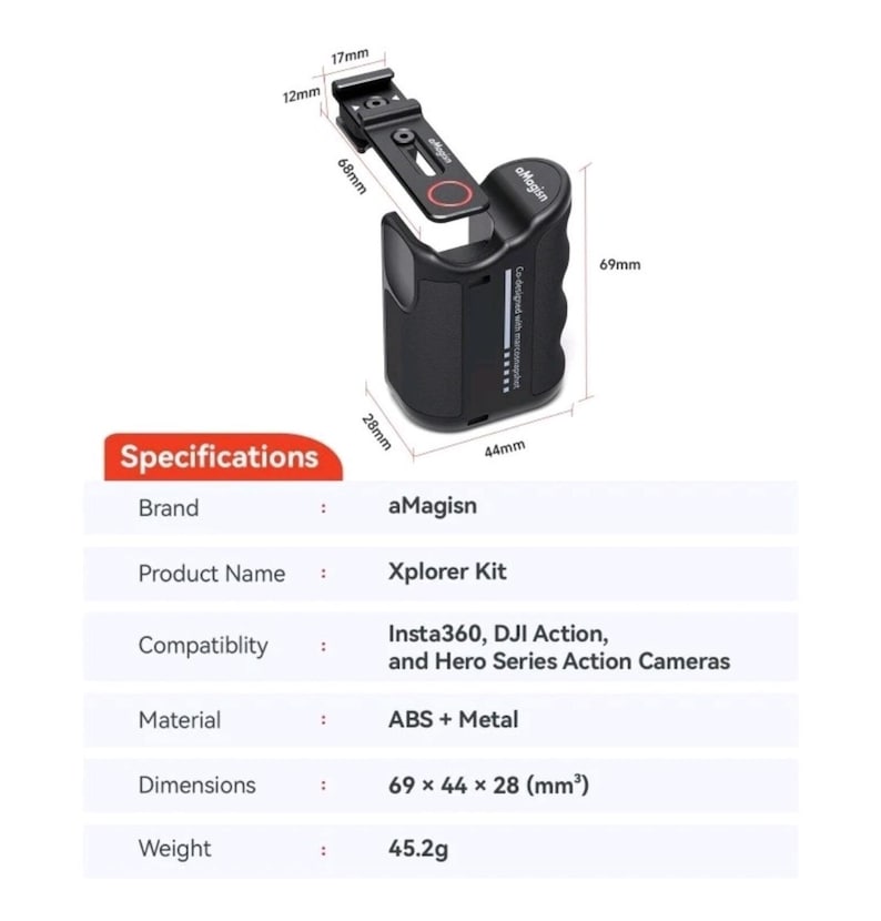 AMagisn Xplorer Kit Handle Grip For Insta360 /DJI /GoPro Action Camera Accessory image 15