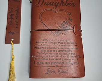 To My Daughter Leather Journal, Dad's Message, Encouragement Bookmark