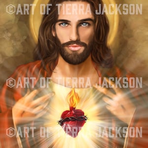 CANVAS - &quot;Sacred Heart of Jesus&quot; - Print on demand, gallery wrapped gicée of original artwork by Tierra Jackson ©2018