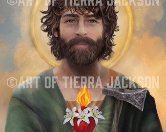 8x10 in. Most Chaste Heart of St. Joseph matte print of original artwork ©Tierra Jackson, 2020