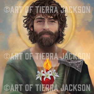 8x10 in. Most Chaste Heart of St. Joseph matte print of original artwork ©Tierra Jackson, 2020