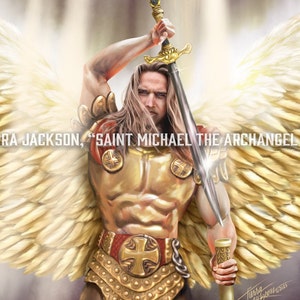 Archangel Michael Victory 10x8 archival quality print of original artwork by Tierra Jackson ©2023 image 3