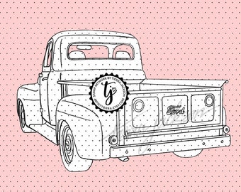 Back side of a Vintage Ford Pickup Truck - instant download digital stamp by Tierra Jackson