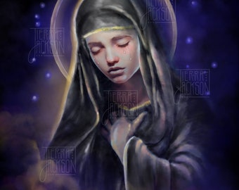 CANVAS 16x20" - Our Lady of Sorrows - Print on demand of original artwork by Tierra Jackson ©2024