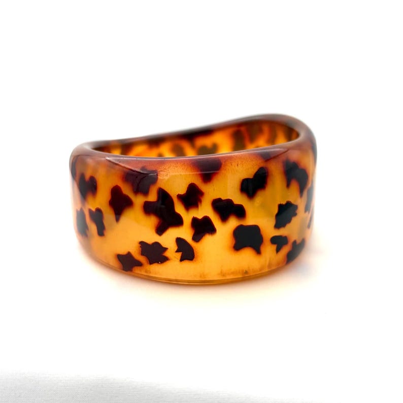 Vintage Chunky Wide Leopard Print Bangle Bracelet, Tortoise Shell ...
