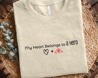 My Heart Belongs to a Hero Shirt, Firefighter Wife Gift, Minimalist Love Tee