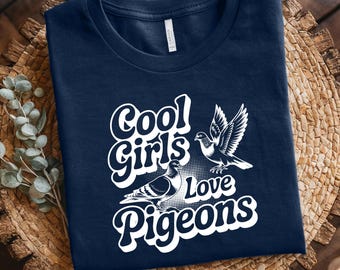 Camiseta genial para chicas que aman las palomas, divertida camiseta de regalo para amantes de las palomas, linda camiseta de pájaro para mujer, top con ilustración retro de paloma mensajera