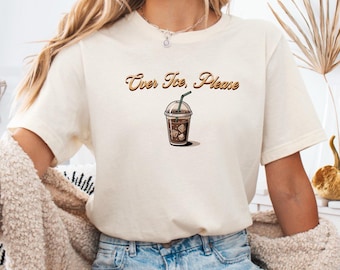 アイスコーヒーTシャツ、アイスコーヒーグラフィックTシャツ、美しいコーヒー愛好家シャツ、ユニセックスコットンTシャツS-3XL、カフェイン中毒者ギフト
