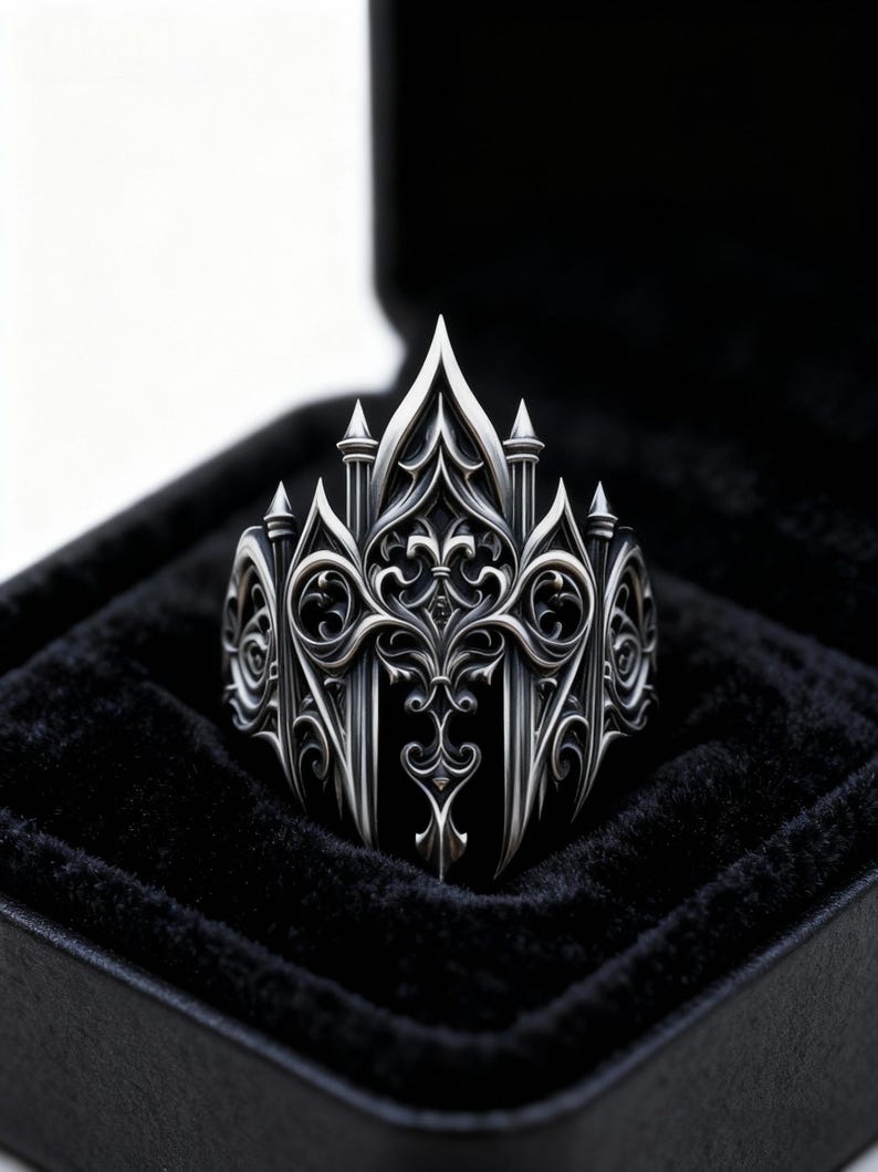 Paladin Armor Ring, Handmade Sterling Silver Gothic Fleur-de-lis ...