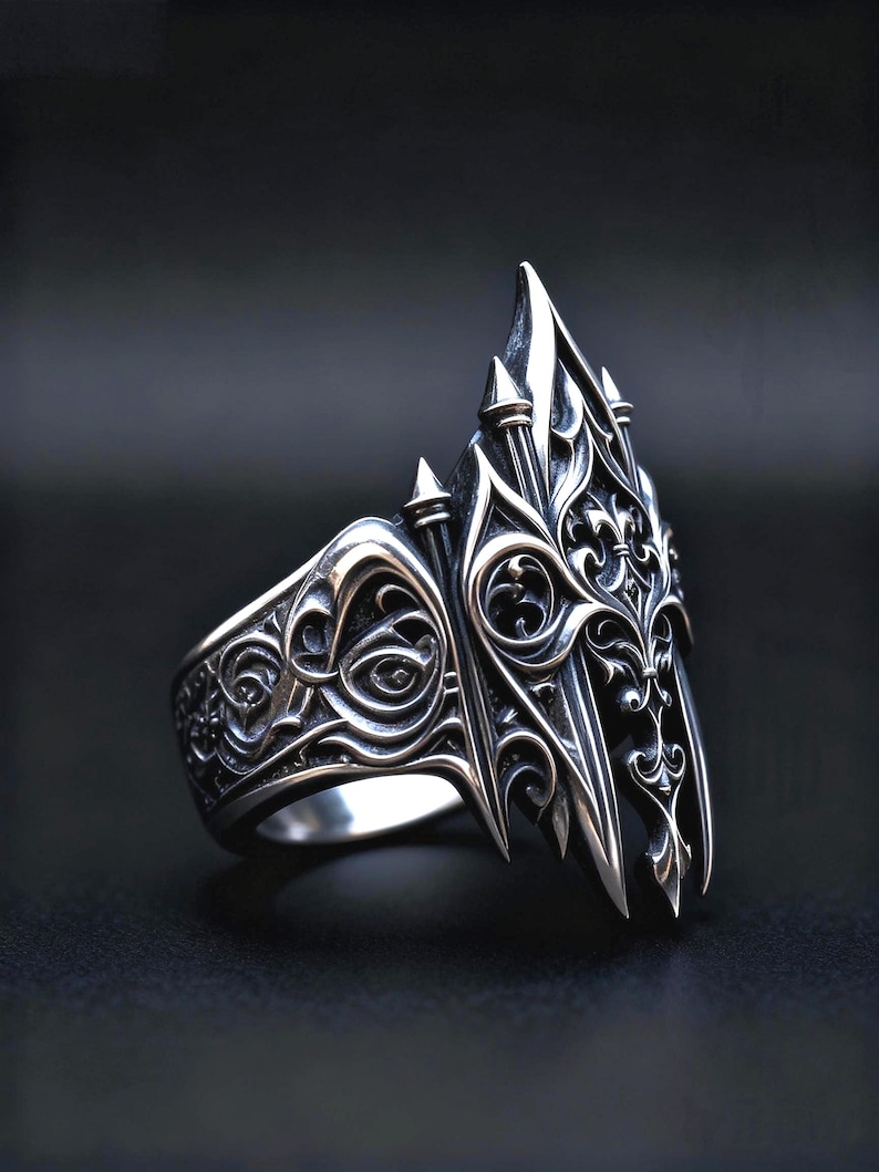 Paladin Armor Ring, Handmade Sterling Silver Gothic Fleur-de-lis ...