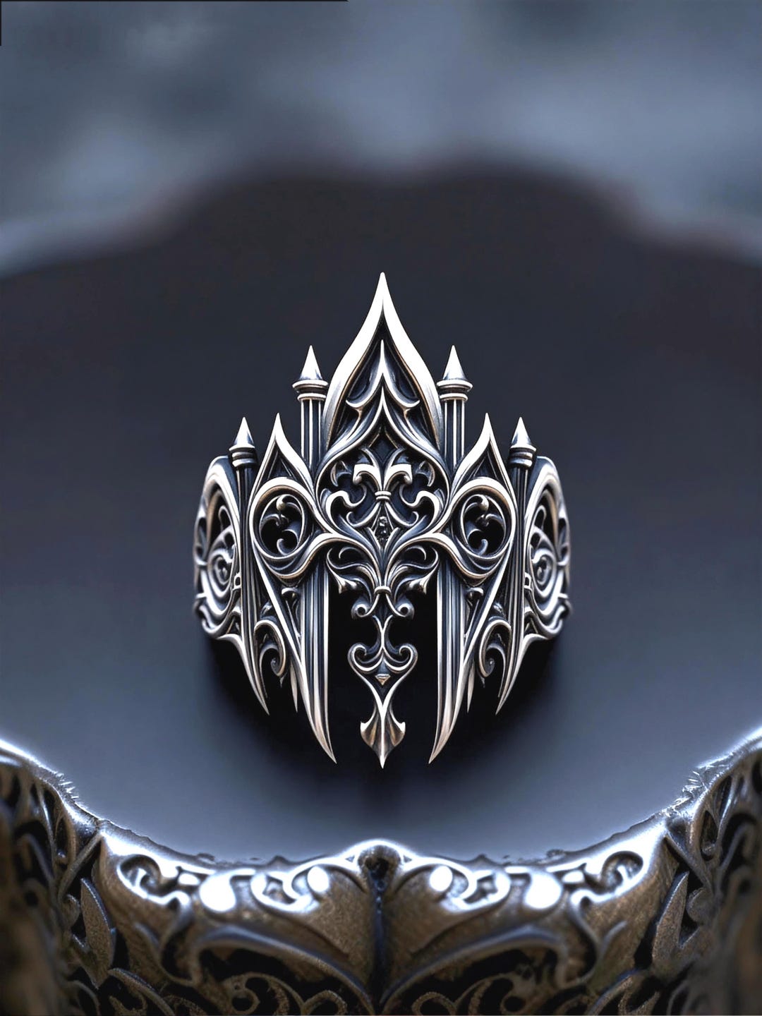 Paladin Armor Ring, Handmade Sterling Silver Gothic Fleur-de-lis ...
