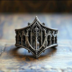 Gothic Cathedral Silver Ring | Intricate Architecture Statement Ring | Medieval Inspired Unique Jewelry | Dark Academia Gift for Him/Her