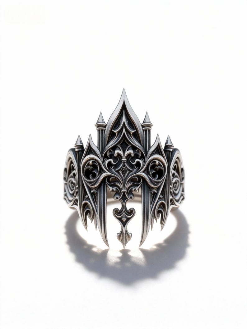 Paladin Armor Ring, Handmade Sterling Silver Gothic Fleur-de-lis ...